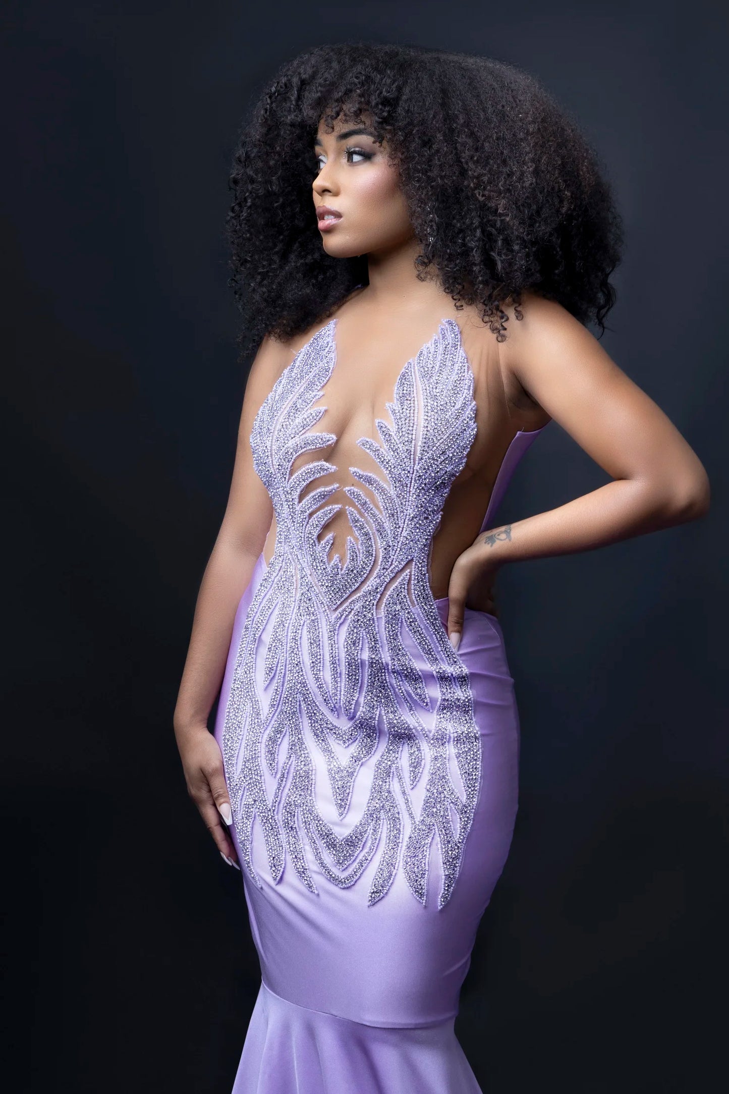 Lavender Dream Beaded Appliqué Gown