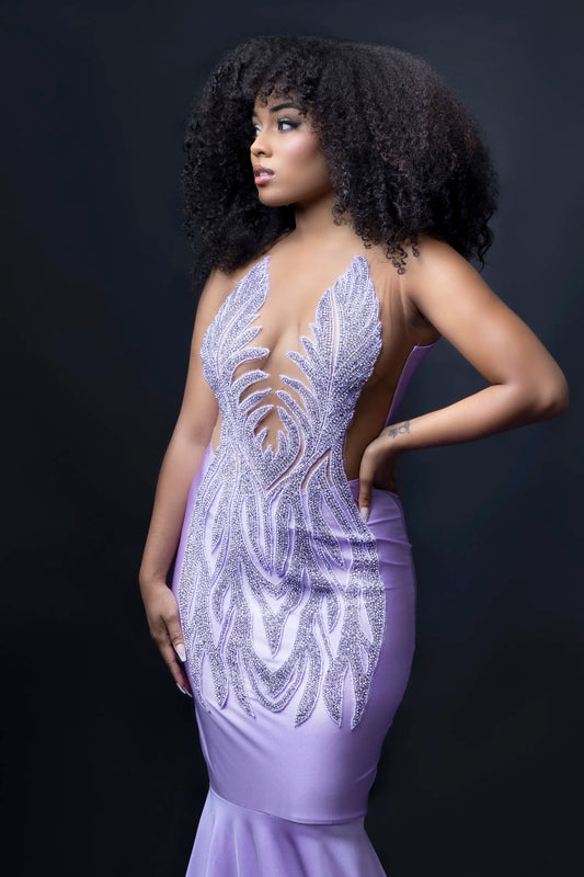 Lavender Dream Beaded Appliqué Gown