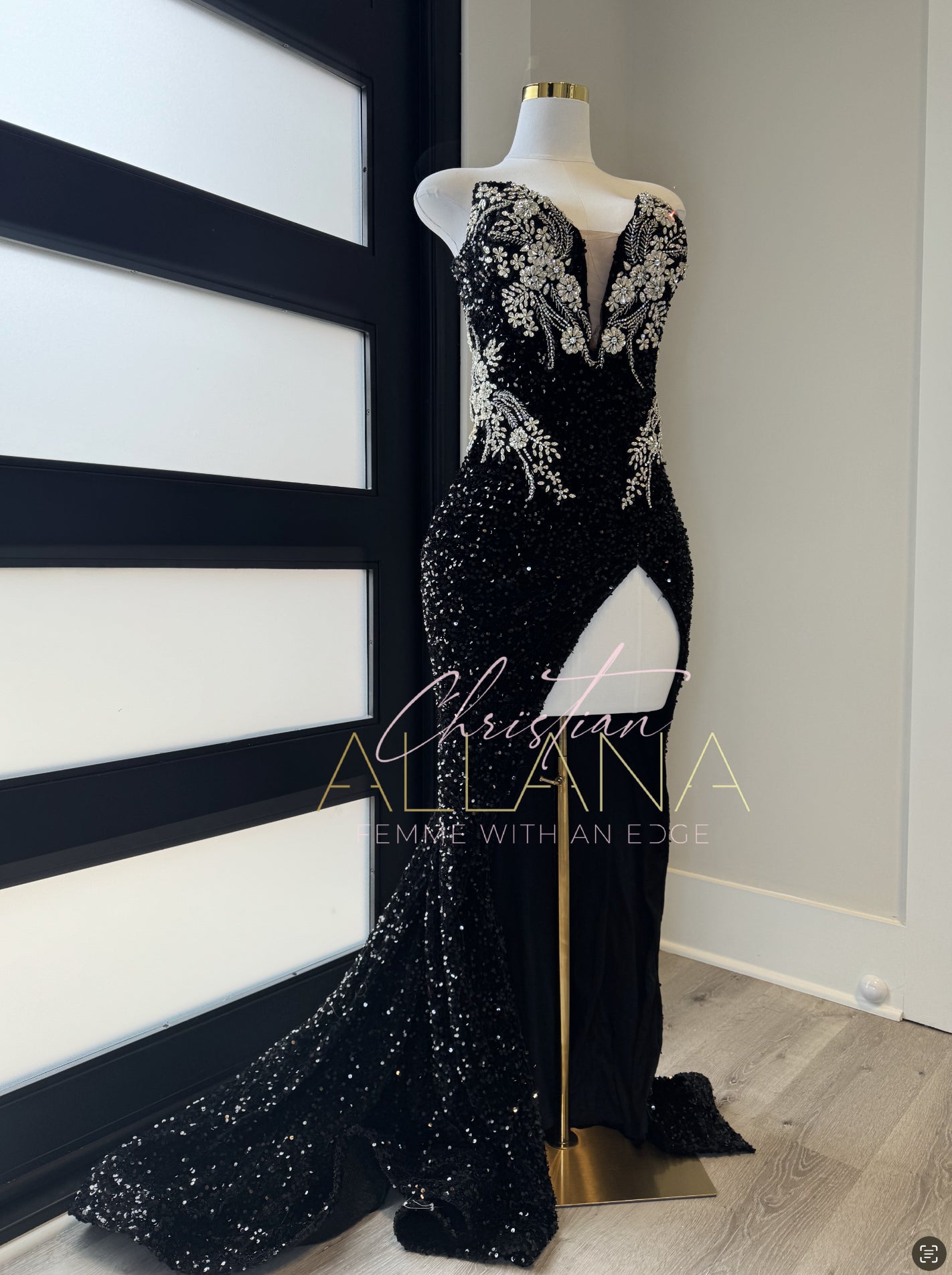 Hollywood Black Sequin Gown